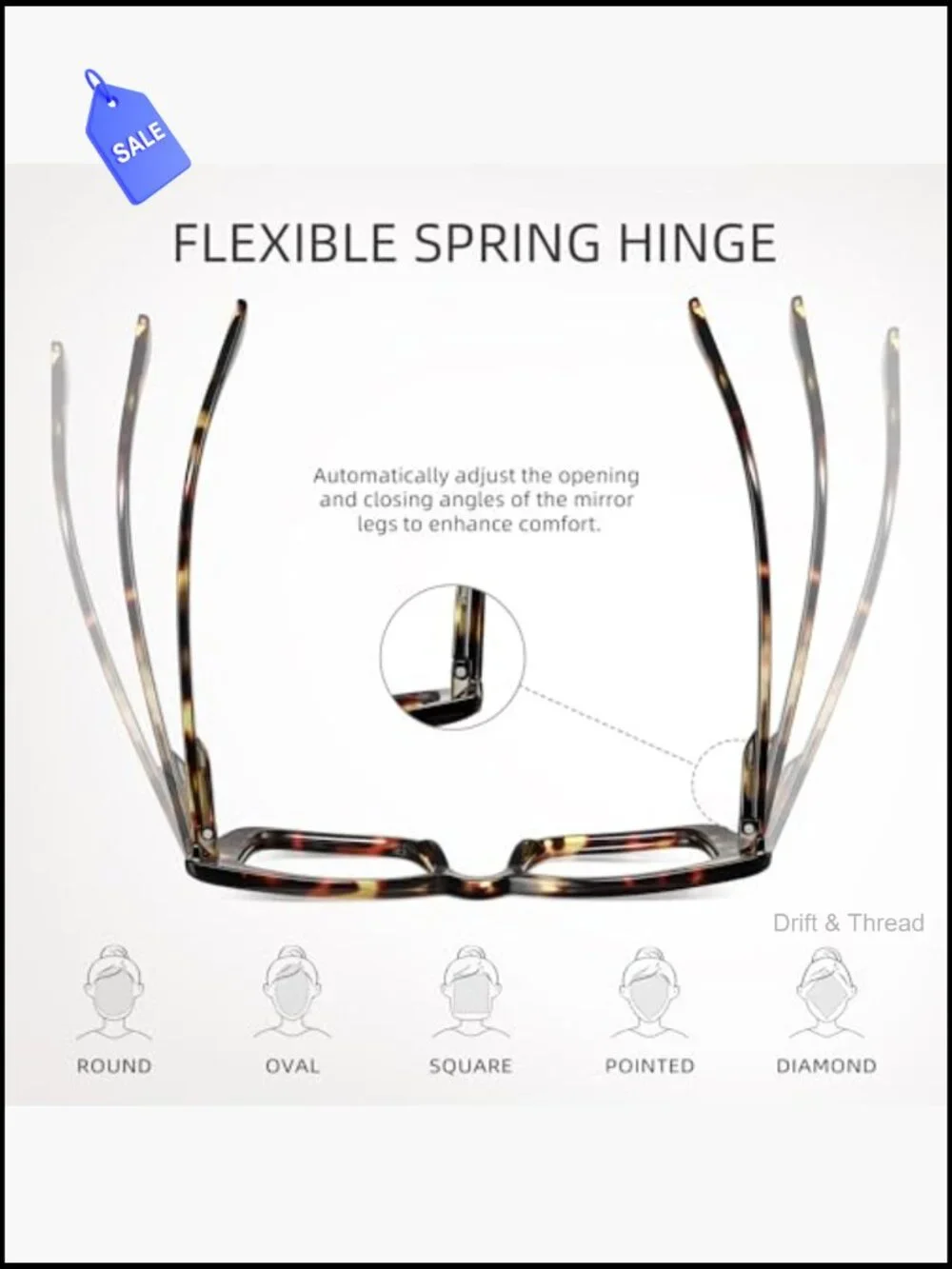 Oversized Square Blue Light Blocking Reading Glasses 3-Pack Spring Hinge